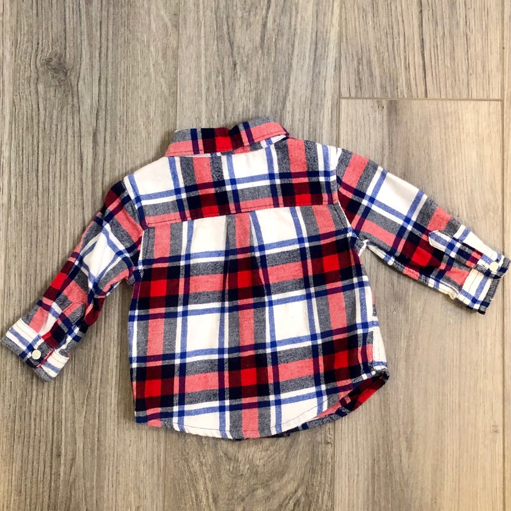 Baby Boy Long Sleeve Button Down Flannel Shirt - Picture 2 of 3